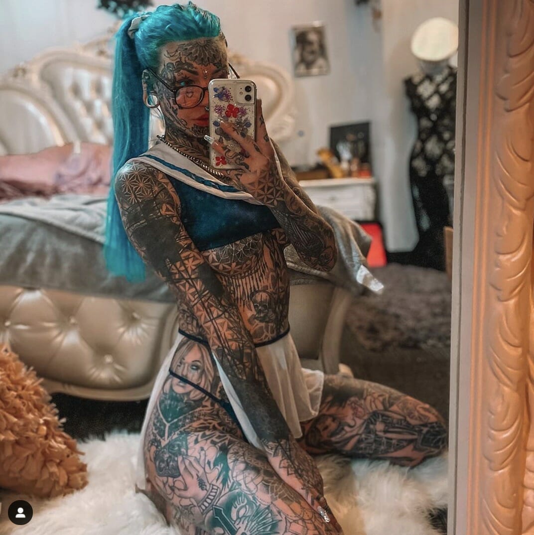 Amber, 24, is obsessed with tattoos and has covered her whole body in ink